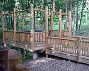 rustic log stairway